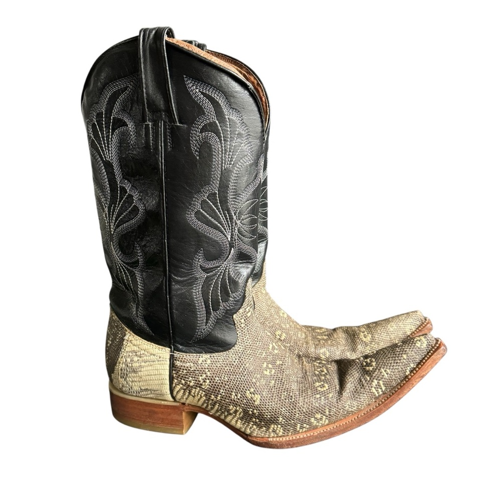 Ring Lizard Cowboy Boots Exotic Leather Old Rider Western Pointed‎ Toe Mens 8.5